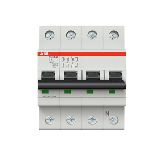 Автоматический выключатель ABB 3-полюсный 8А 10кА (хар-ка C) S203M C8NA купить по цене 5753 руб.