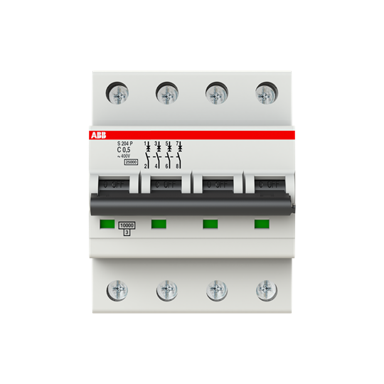 Автоматический выключатель ABB 4-полюсный 0.5А (хар-ка С) S204P C0.5 купить с доставкой по РФ