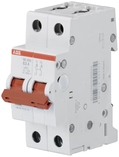 Рубильник ABB 2-полюсный SD202/32 рычаг красный