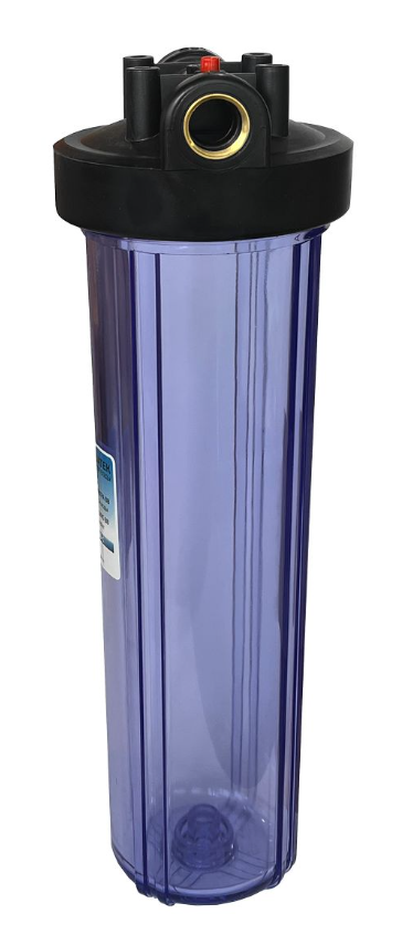 Корпус Вig Вlue 20” 1"прозрачный для холодной воды (кронштейн, латунные вставки) Акватек
