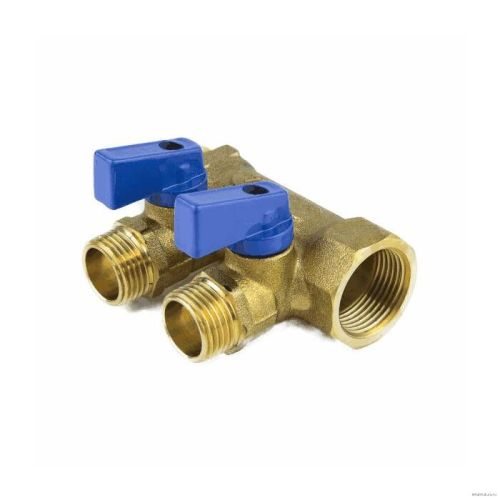 Коллектор Aquasfera лат шар/к син 3/4" м/р 3в 1/2" н/р 35мм 9025-02