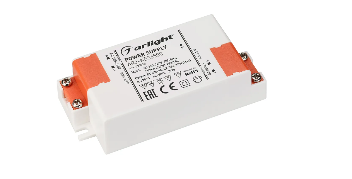 Блок питания Arlight ARJ-KE68300A 20W, 300mA, PFC купить с доставкой по РФ
