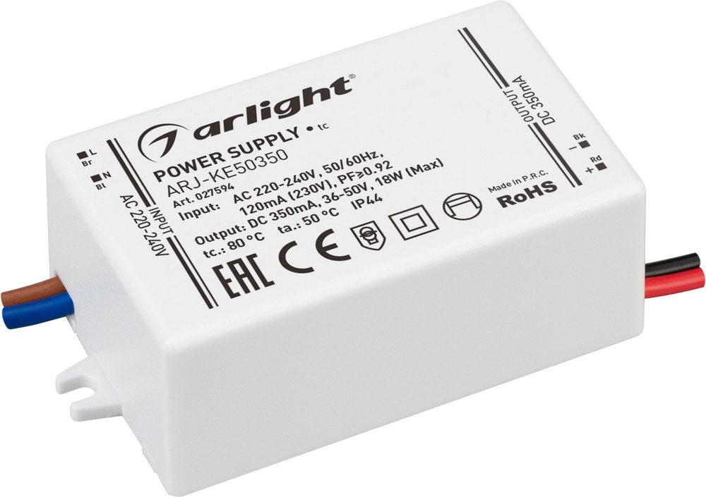 Блок питания Arlight ARJ-KE50350 30-50V 18W IP44 0,35A 027594 купить с доставкой по РФ