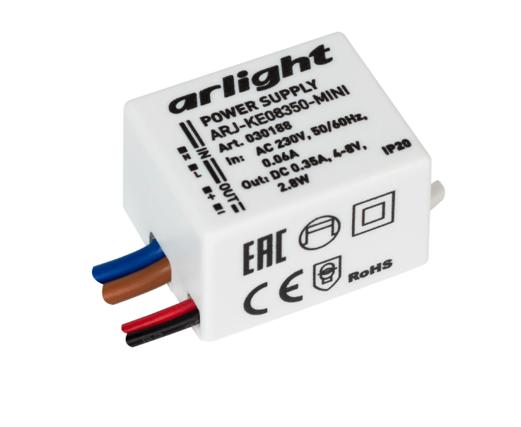 Блок питания Arlight ARJ-KE08350-Mini 4-8V 2,8W IP20 0,35A 030188 купить с доставкой по РФ
