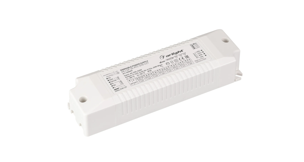 Блок питания Arlight ARJ-SP-20-PFC-DT8-ССT 20W, 9-42V, 0.35-0.7А купить с доставкой по РФ