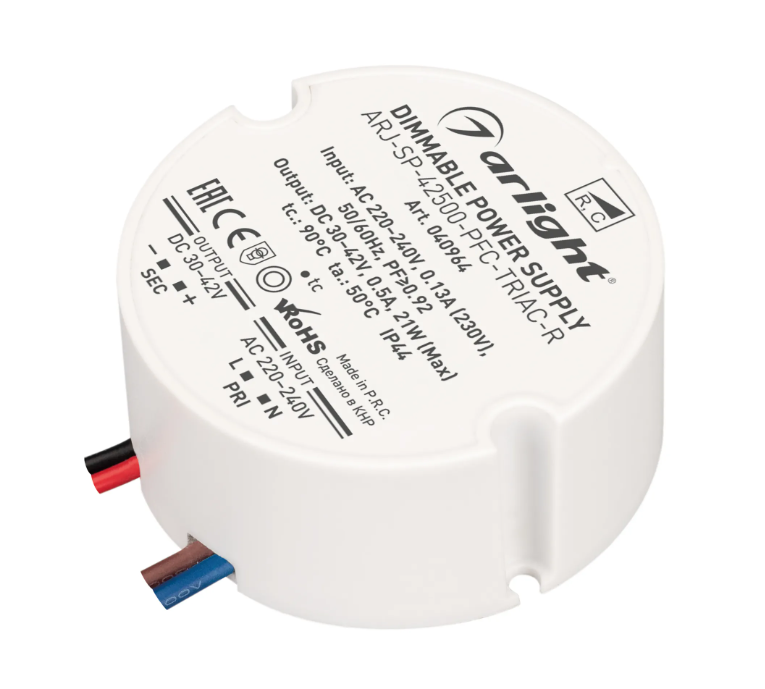 Блок питания Arlight ARJ-SP-42500-PFC-TRIAC-R 21W, 30-42V, 500mA купить с доставкой по РФ