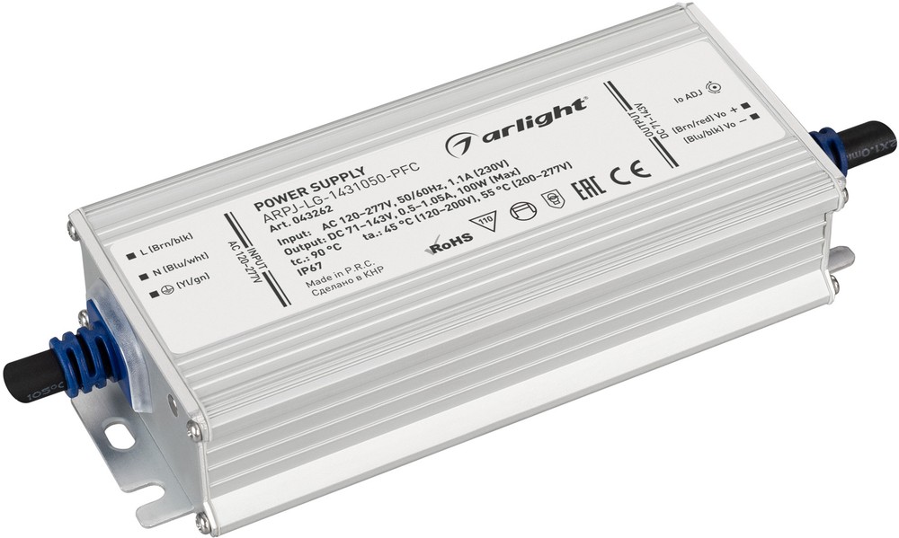 Блок питания Arlight ARPJ-LG-1431050-PFC 100W, 71-143V, 0.5-1.05A купить с доставкой по РФ