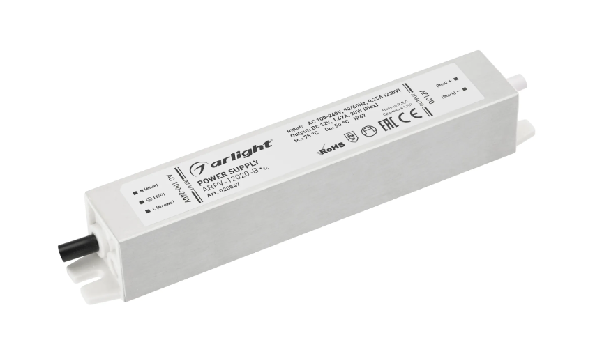 Блок питания Arlight ARPV-12020-B 12V, 1.7A, 20W купить с доставкой по РФ