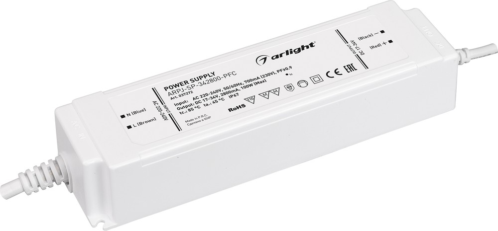 Блок питания Arlight ARPJ-SP-342800-PFC 17-34V 100W IP67 2,8A 037272 купить с доставкой по РФ