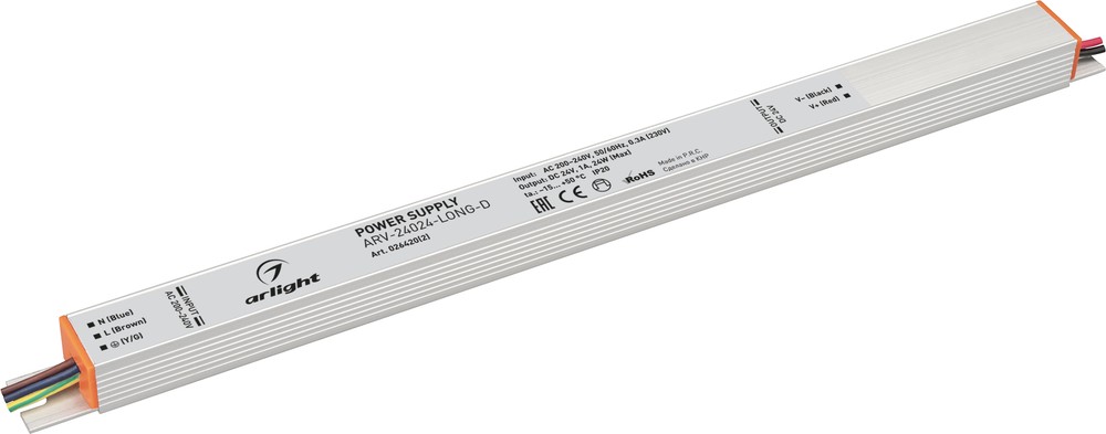 Блок питания Arlight ARV-24036-LONG-D 24V, 1.5A, 36W купить с доставкой по РФ