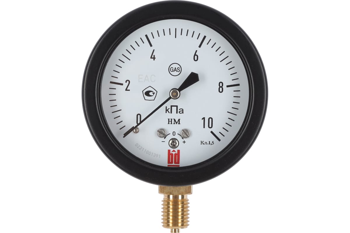 Манометр BD НМ 100 Р (0-10) кПа кл.1,5 G1/2 DIN CASE черный корпус