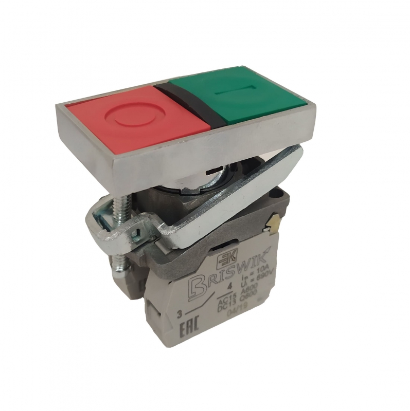 Выключатель Briswik КМЕ 8104м -С зел-красн IP40 УХЛ3 10А 0но+4нз