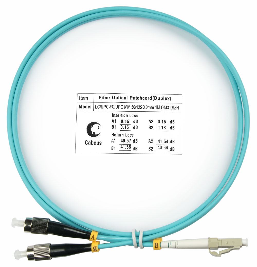 Оптический патч-корд LC-FC Cabeus FOP-50-LC-FC-1m 50/125 (ОМ3) 1 метр