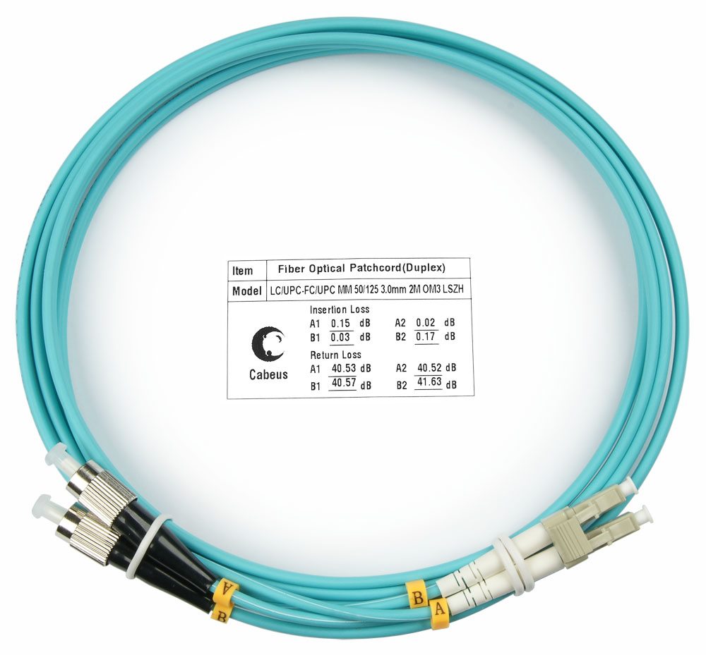 Оптический патч-корд LC-FC Cabeus FOP-50-LC-FC-2m 50/125 (ОМ3) 2 метра