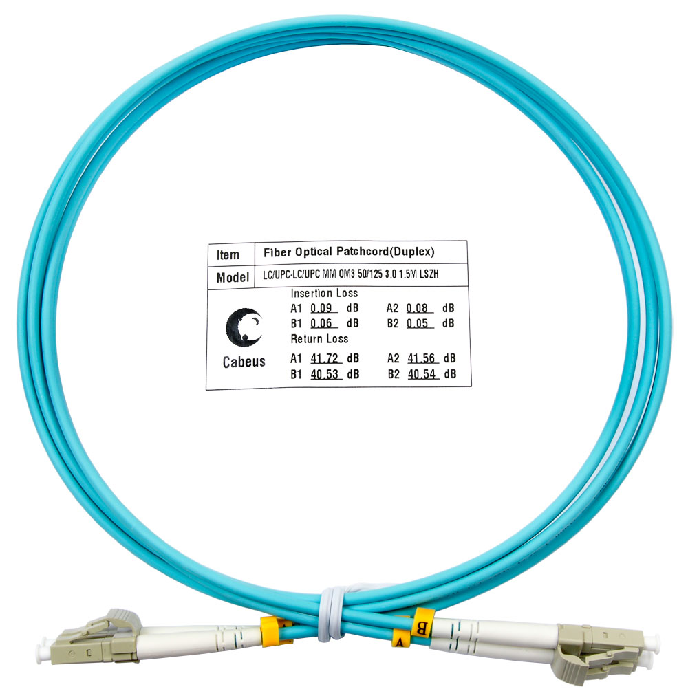 Оптический патч-корд LC-LC Cabeus FOP-50-LC-LC-1 50/125 (ОМ3) 1.5 метра