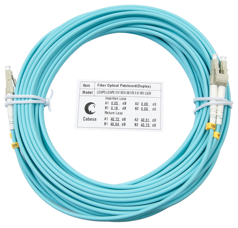 Оптический патч-корд LC-LC Cabeus FOP-50-LC-LC-20m 50/125 (ОМ3) 20 метров