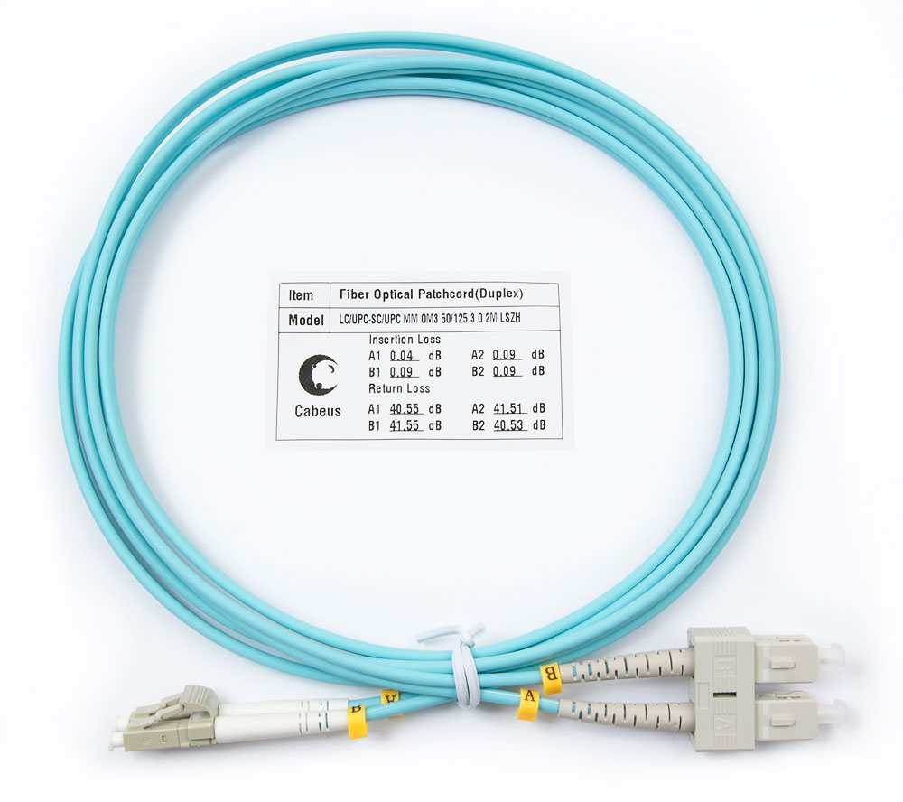Оптический патч-корд LC-SC Cabeus FOP-50-LC-SC-1 50/125 (ОМ3) 1.5 метра