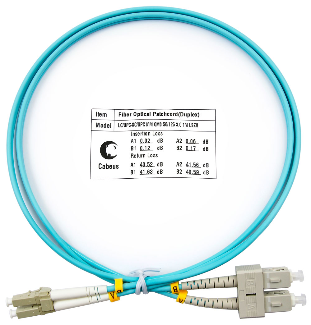 Оптический патч-корд LC-SC Cabeus FOP-50-LC-SC-1m 50/125 (ОМ3) 1 метр