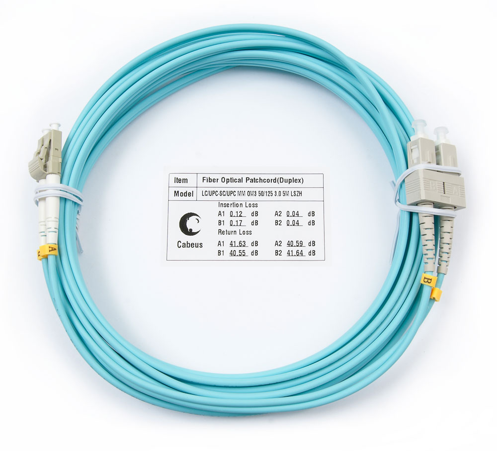 Оптический патч-корд LC-SC Cabeus FOP-50-LC-SC-7m 50/125 (ОМ3) 7 метров
