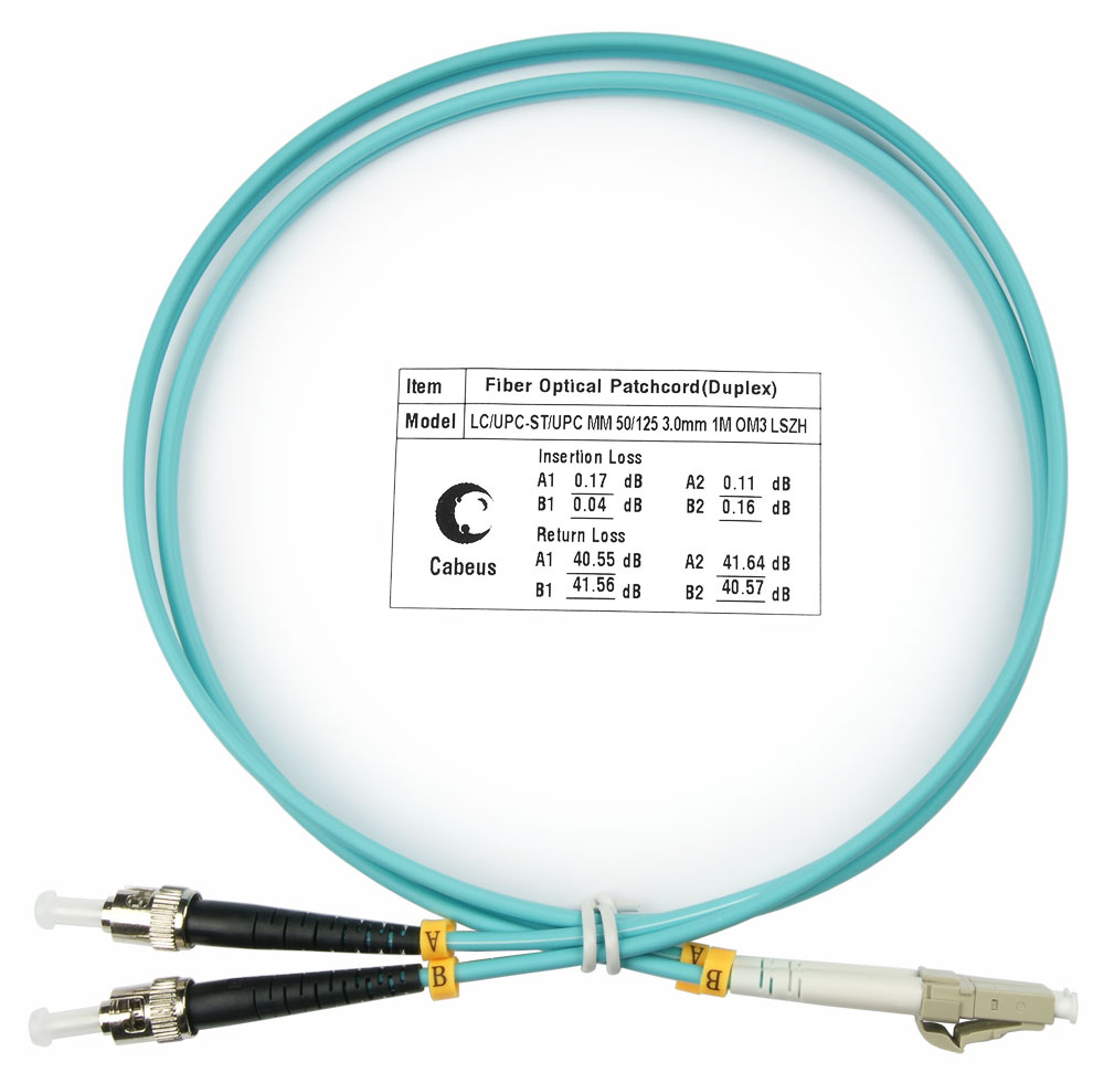 Оптический патч-корд LC-ST Cabeus FOP-50-LC-ST-1m 50/125 (ОМ3) 1 метр