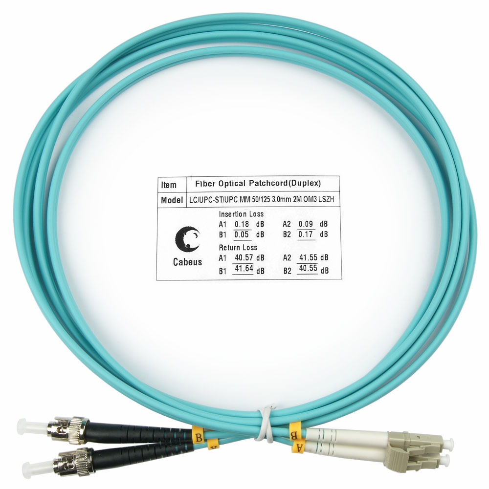 Оптический патч-корд LC-ST Cabeus FOP-50-LC-ST-2m 50/125 (ОМ3) 2 метра