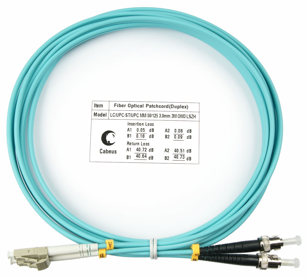 Оптический патч-корд LC-ST Cabeus FOP-50-LC-ST-3m 50/125 (ОМ3) 3 метра