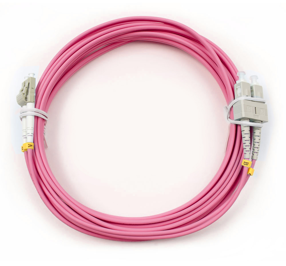 Оптический патч-корд duplex LC-SC 50/125 MM Cabeus FOP-50-OM4-LC-SC-5m 5 метров маджента