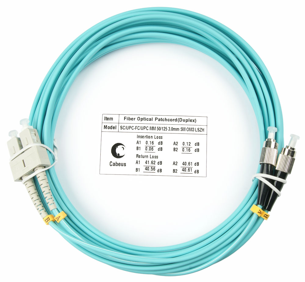 Оптический патч-корд SC-FC Cabeus FOP-50-SC-FC-20m 50/125 (ОМ3) 20 метров