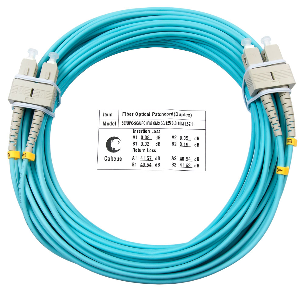 Оптический патч-корд SC-SC Cabeus FOP-50-SC-SC-20m 50/125 (ОМ3) 20 метров