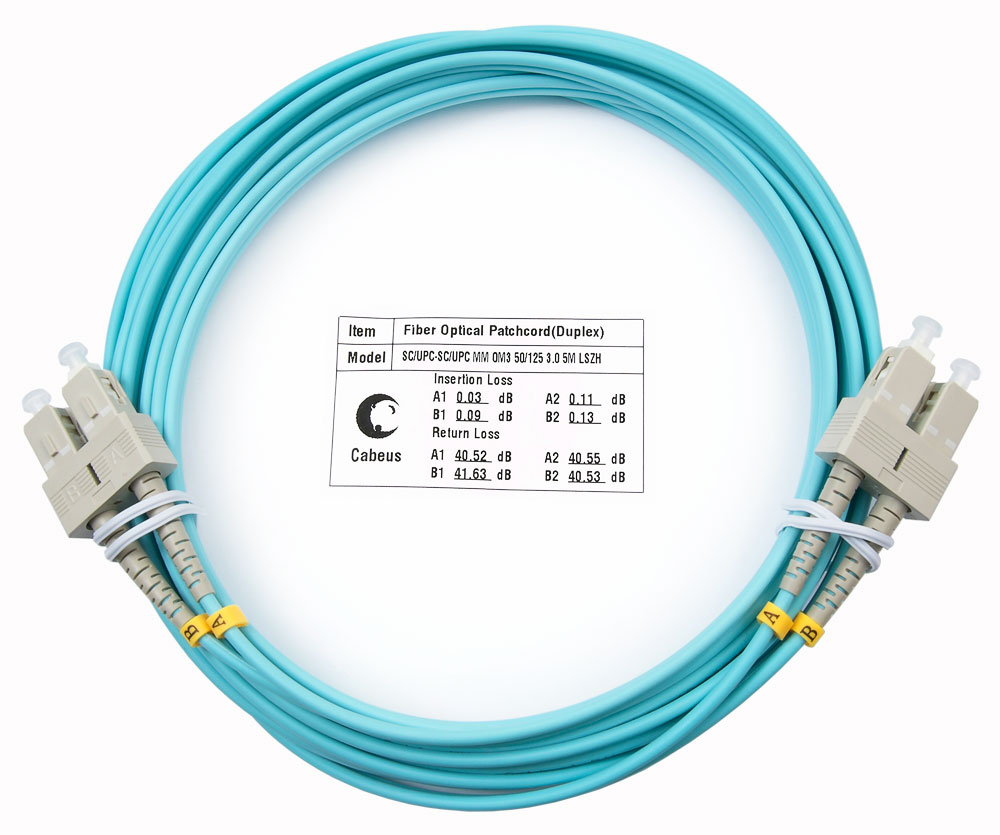 Оптический патч-корд SC-SC Cabeus FOP-50-SC-SC-5m 50/125 (ОМ3) 5 метров