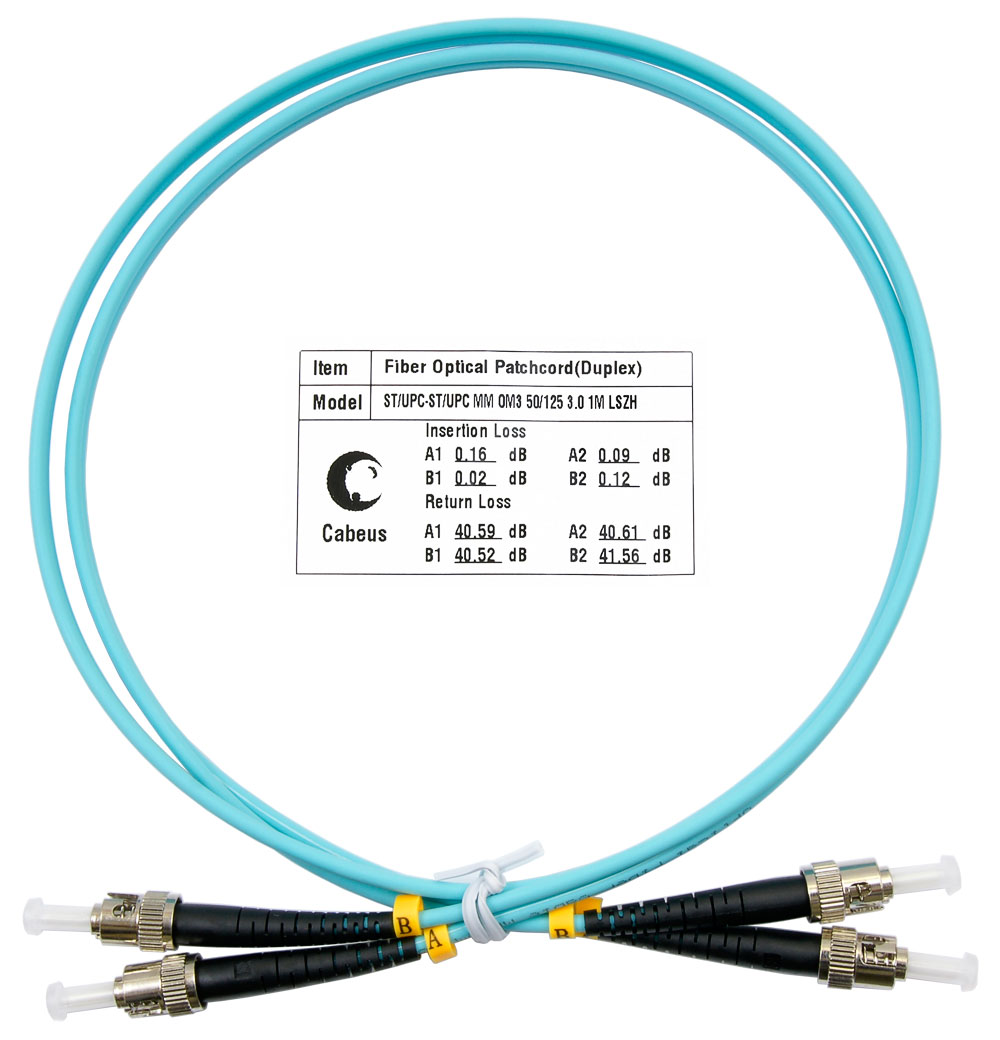 Оптический патч-корд ST-ST Cabeus FOP-50-ST-ST-1m 50/125 (ОМ3) 1 метр