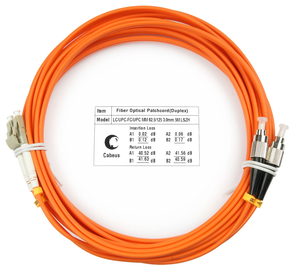 Оптический патч-корд LC-FC Cabeus FOP-62-LC-FC-5m 62,5/125 (ОМ1) 5 метров