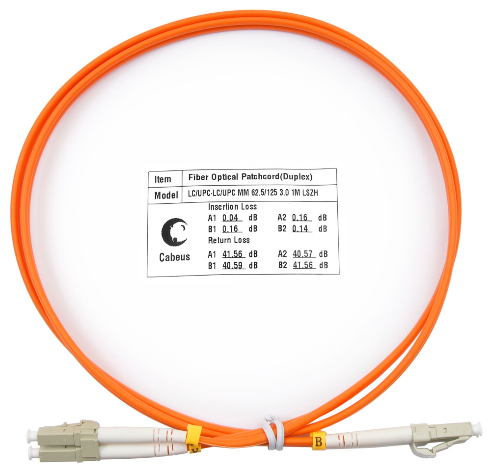 Оптический патч-корд LC-LC Cabeus FOP-62-LC-LC-1m 62,5/125 (ОМ1) 1 метр