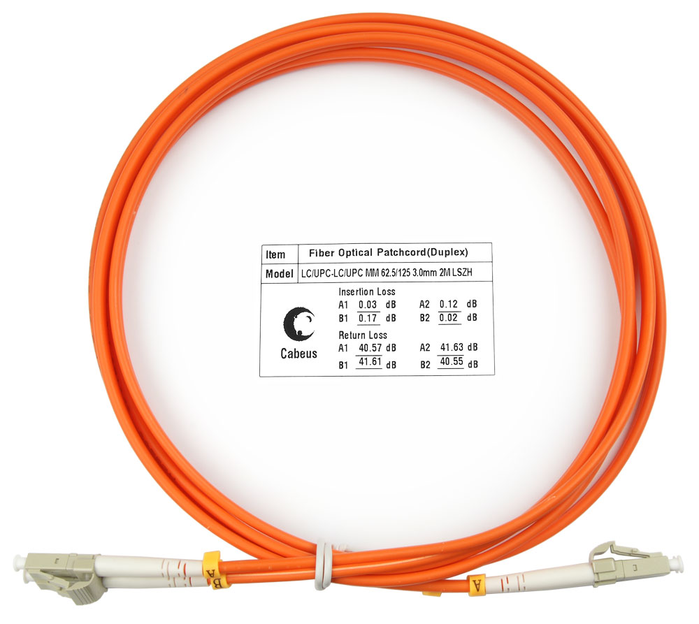 Оптический патч-корд LC-LC Cabeus FOP-62-LC-LC-2m 62,5/125 (ОМ1) 2 метра