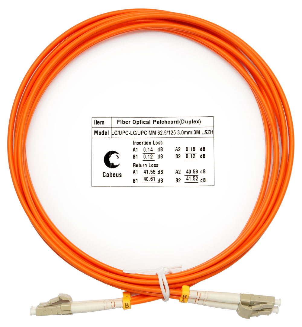 Оптический патч-корд LC-LC Cabeus FOP-62-LC-LC-3m 62,5/125 (ОМ1) 3 метра