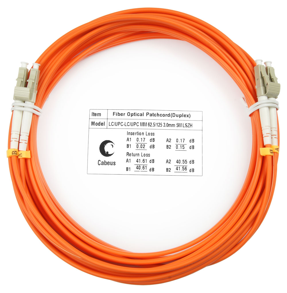 Оптический патч-корд LC-LC Cabeus FOP-62-LC-LC-7m 62,5/125 (ОМ1) 7 метров