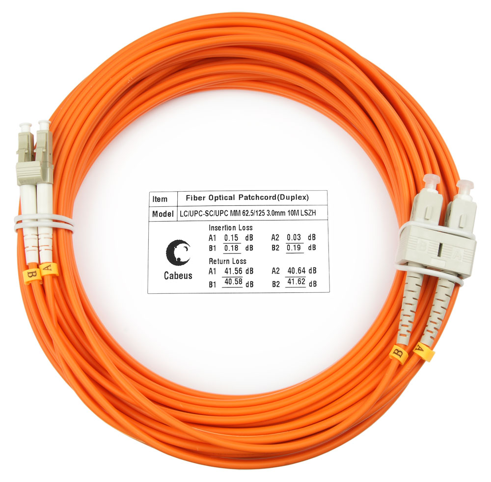 Оптический патч-корд LC-SC Cabeus FOP-62-LC-SC-15m 62,5/125 (ОМ1) 15 метров