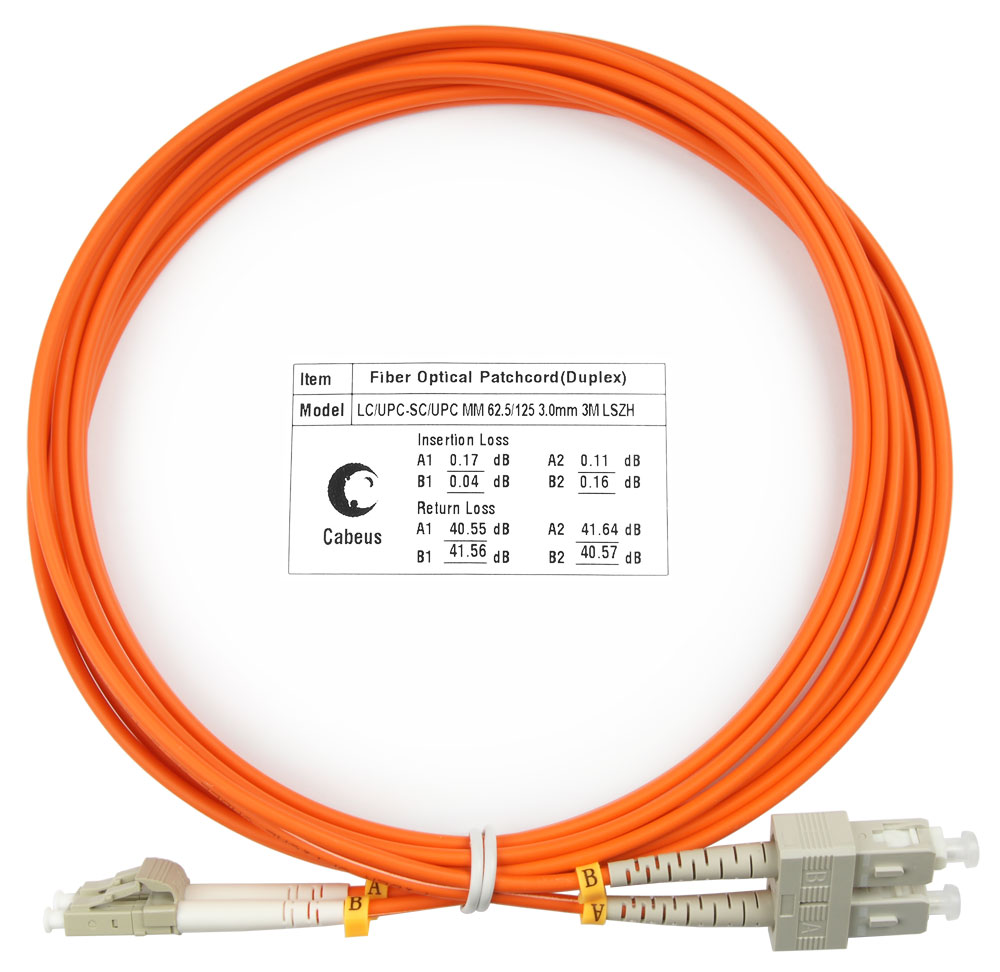 Оптический патч-корд LC-SC Cabeus FOP-62-LC-SC-3m 62,5/125 (ОМ1) 3 метра