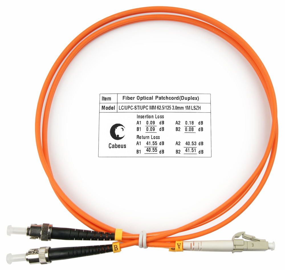 Оптический патч-корд LC-ST Cabeus FOP-62-LC-ST-1m 62,5/125 (ОМ1) 1 метр