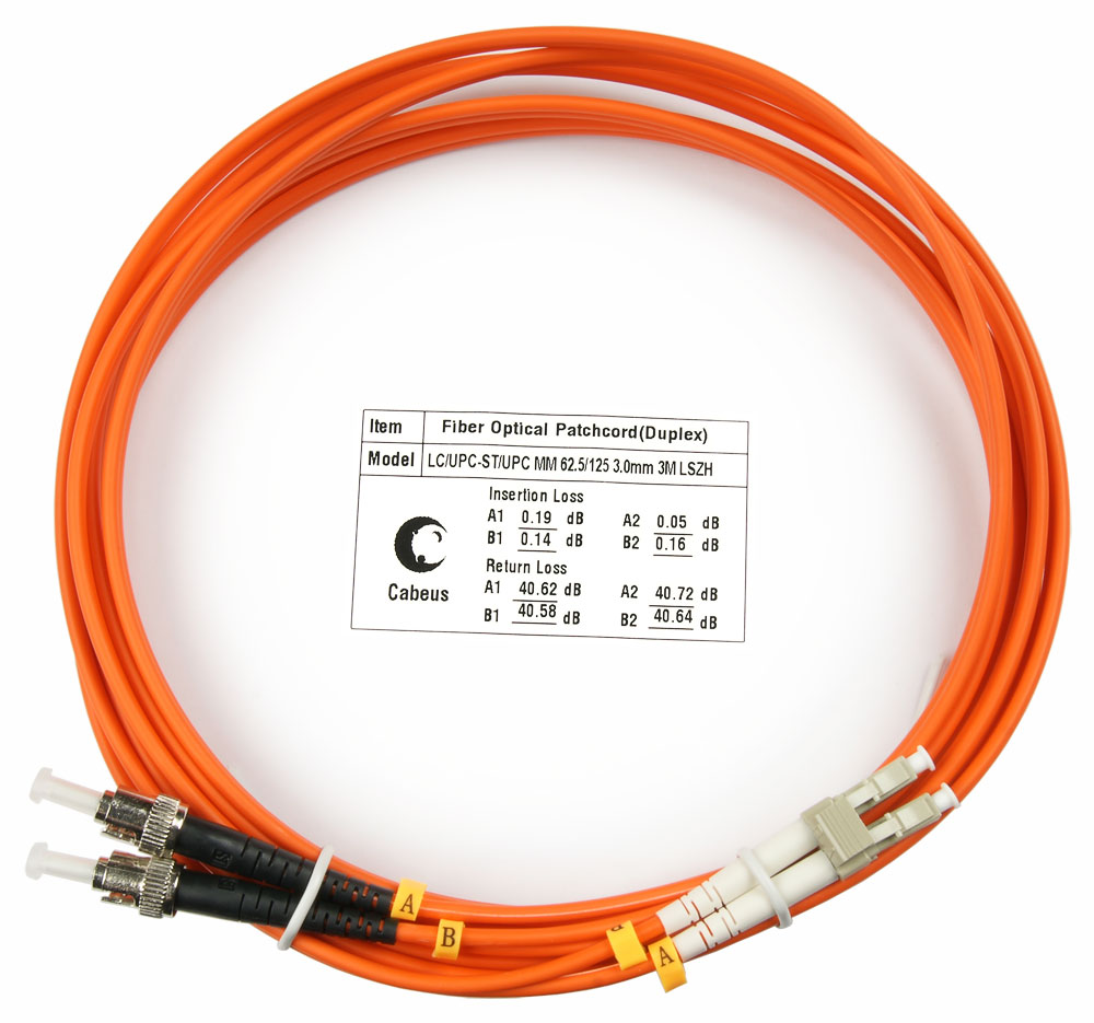Оптический патч-корд LC-ST Cabeus FOP-62-LC-ST-3m 62,5/125 (ОМ1) 3 метра