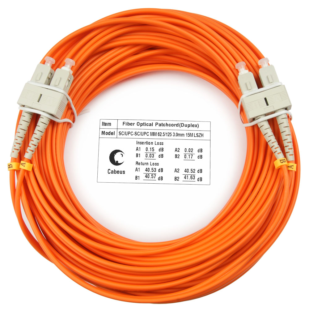 Оптический патч-корд SC-SC Cabeus FOP-62-SC-SC-25m 62,5/125 (ОМ1) 25 метров