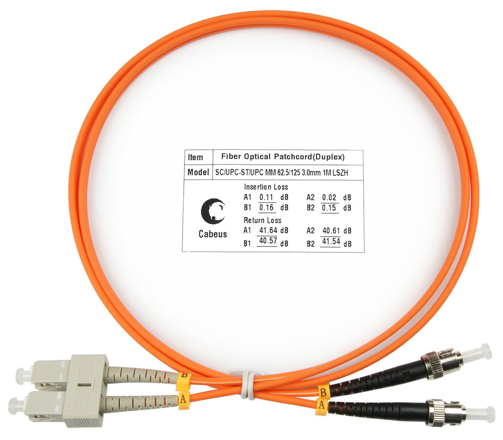 Оптический патч-корд SC-ST Cabeus FOP-62-SC-ST-1m 62,5/125 (ОМ1) 1 метр
