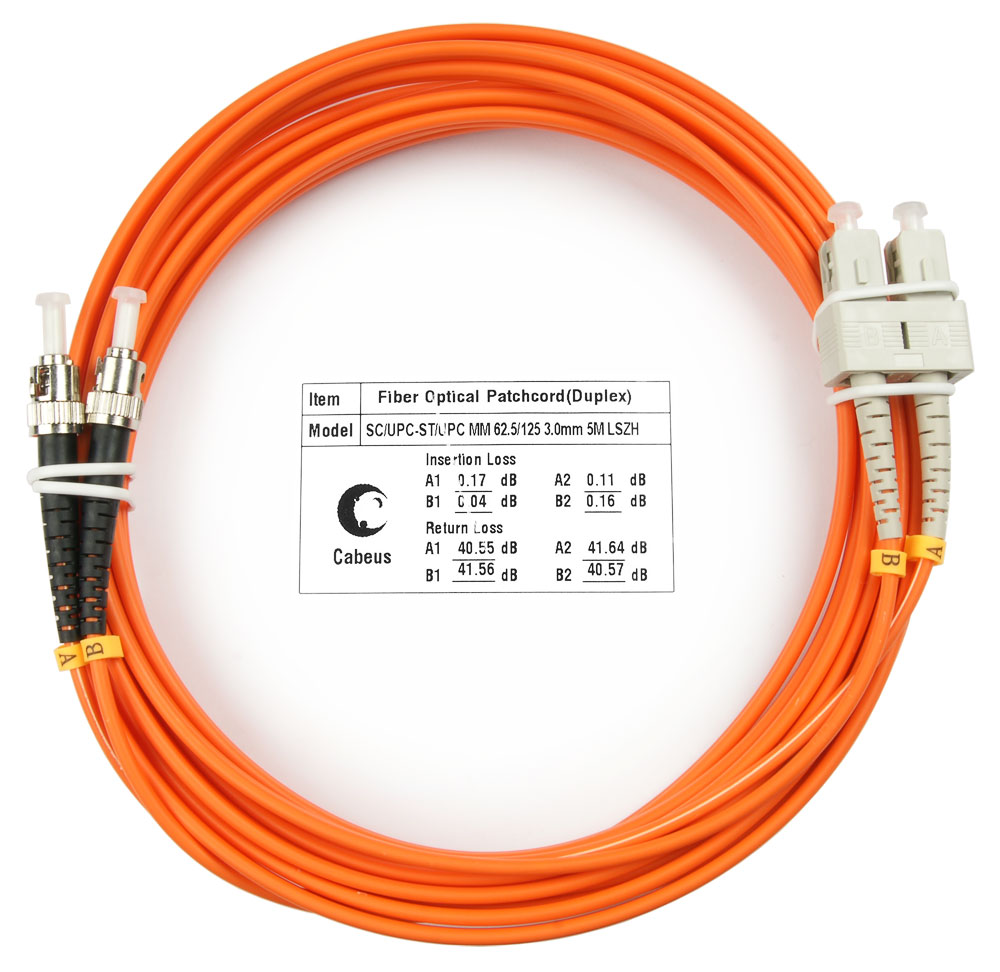 Оптический патч-корд SC-ST Cabeus FOP-62-SC-ST-5m 62,5/125 (ОМ1) 5 метров