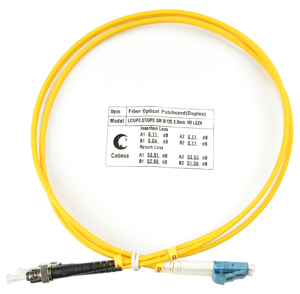 Оптический патч-корд LC-ST Cabeus FOP(d)-9-LC-ST-1m 9/125 1 метр