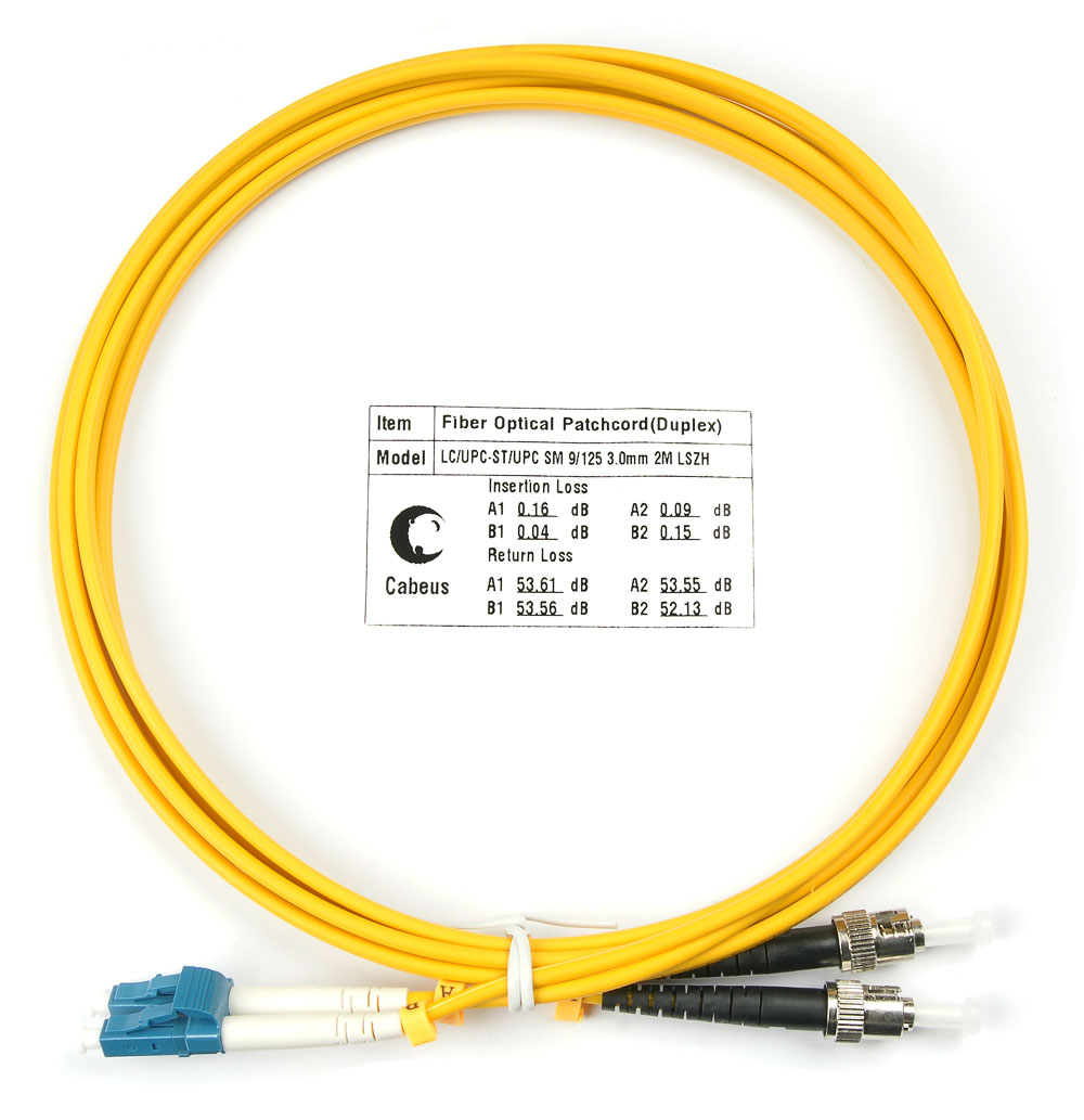 Оптический патч-корд LC-ST Cabeus FOP(d)-9-LC-ST-2m 9/125 2 метра