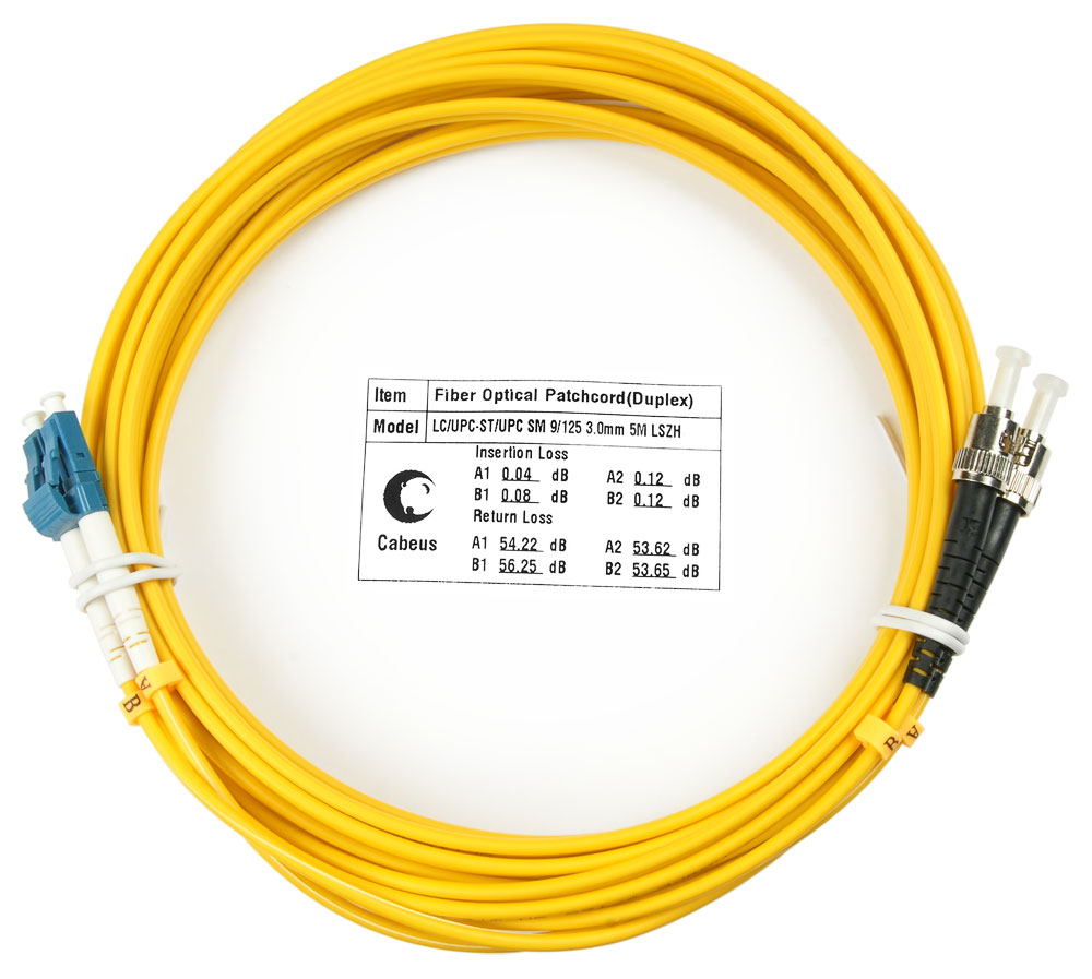 Оптический патч-корд LC-ST Cabeus FOP(d)-9-LC-ST-7m 9/125 7 метров
