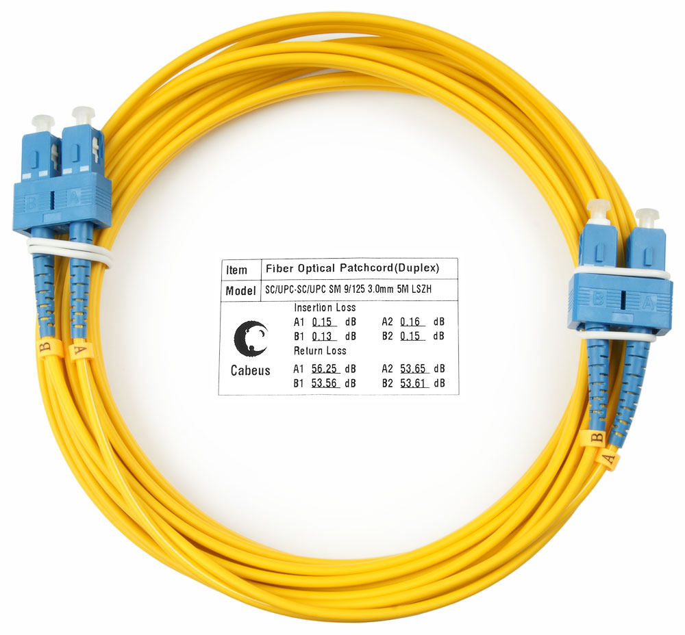 Оптический патч-корд SC-SC Cabeus FOP(d)-9-SC-SC-5m 9/125 5 метров