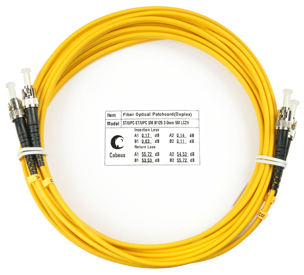 Оптический патч-корд ST-ST Cabeus FOP(d)-9-ST-ST-15m 9/125 15 метров