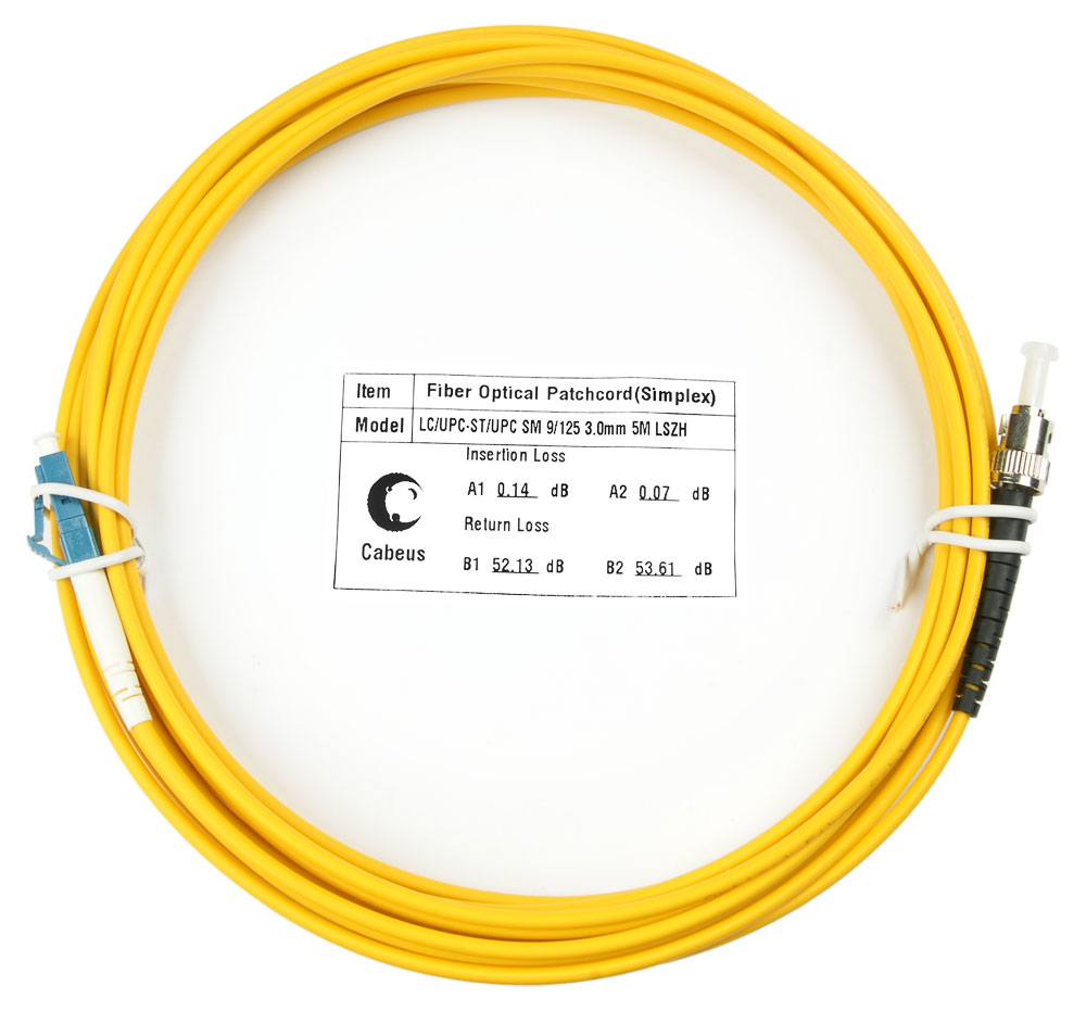 Оптический патч-корд LC-ST Cabeus FOP(s)-9-LC-ST-10m 9/125 10 метров