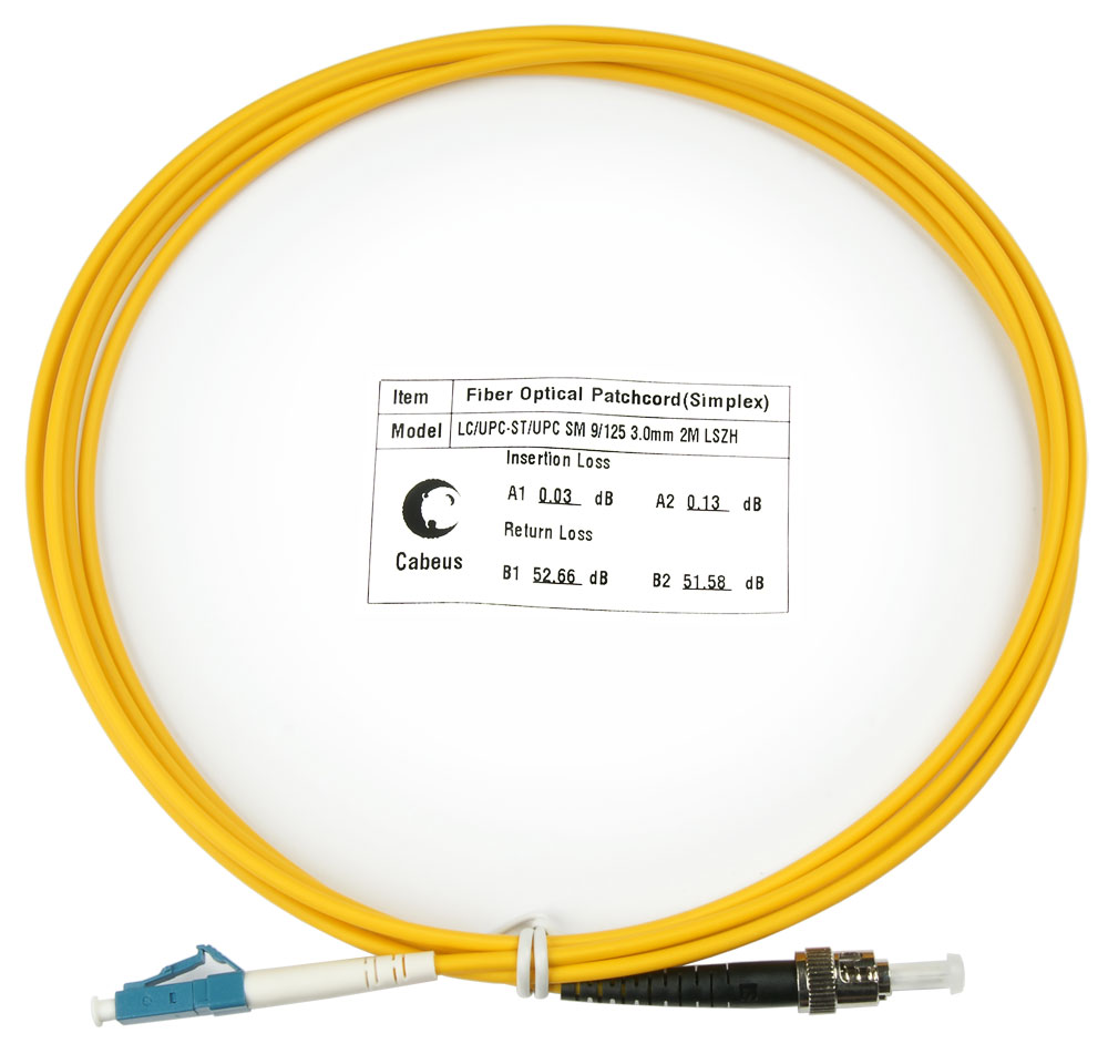 Оптический патч-корд LC-ST Cabeus FOP(s)-9-LC-ST-2m 9/125 2 метра